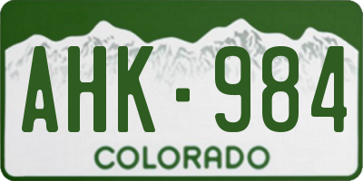 CO license plate AHK984