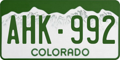CO license plate AHK992