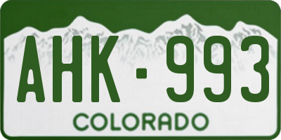 CO license plate AHK993