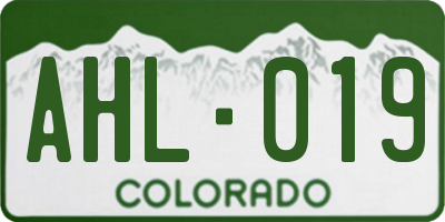CO license plate AHL019