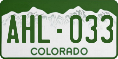 CO license plate AHL033