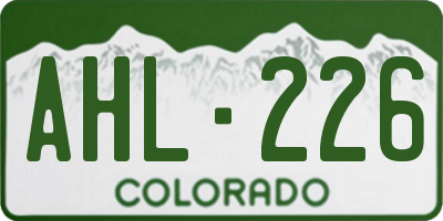 CO license plate AHL226