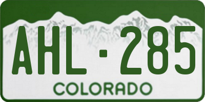 CO license plate AHL285