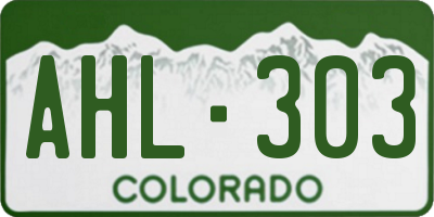 CO license plate AHL303