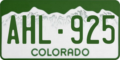 CO license plate AHL925