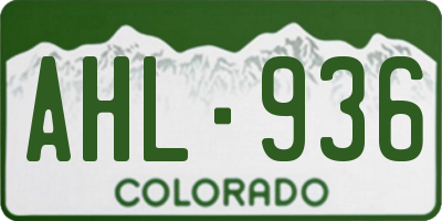 CO license plate AHL936