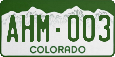 CO license plate AHM003
