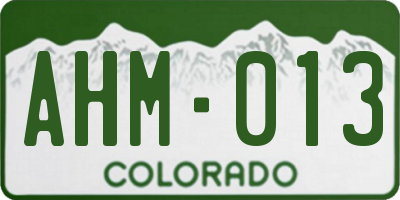 CO license plate AHM013