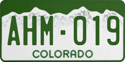 CO license plate AHM019