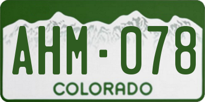 CO license plate AHM078