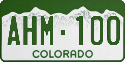 CO license plate AHM100