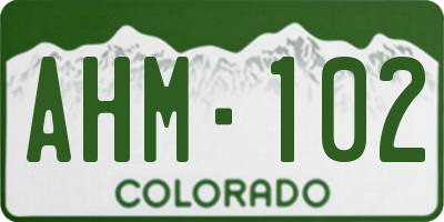 CO license plate AHM102