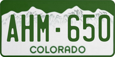 CO license plate AHM650