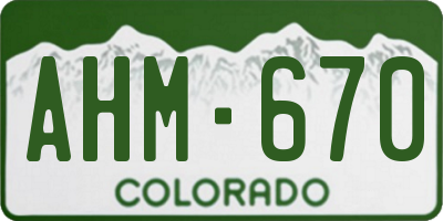 CO license plate AHM670