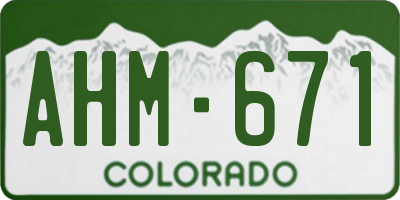 CO license plate AHM671