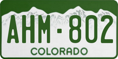 CO license plate AHM802
