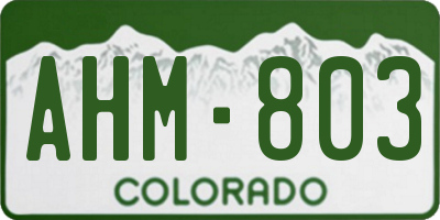 CO license plate AHM803