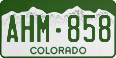 CO license plate AHM858