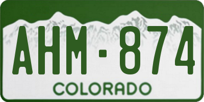 CO license plate AHM874