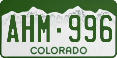 CO license plate AHM996