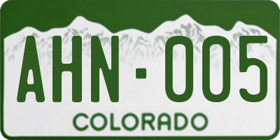 CO license plate AHN005