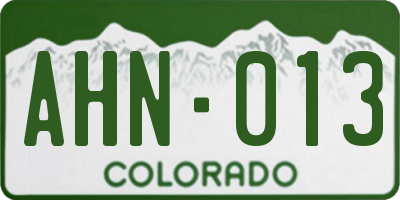 CO license plate AHN013