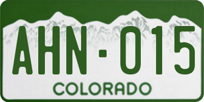 CO license plate AHN015