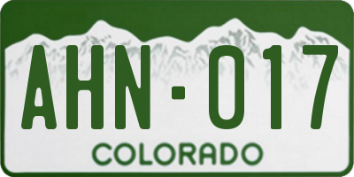 CO license plate AHN017