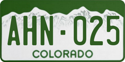 CO license plate AHN025