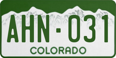 CO license plate AHN031
