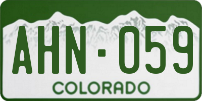 CO license plate AHN059