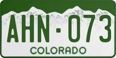 CO license plate AHN073