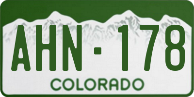 CO license plate AHN178