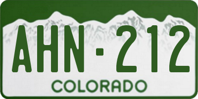 CO license plate AHN212
