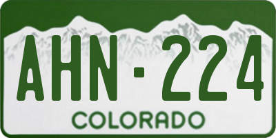 CO license plate AHN224