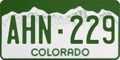CO license plate AHN229