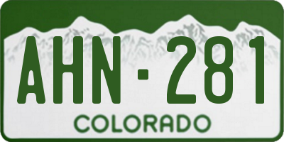CO license plate AHN281