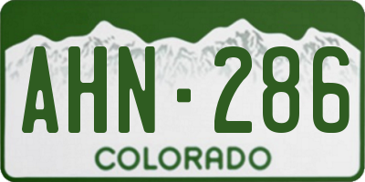CO license plate AHN286