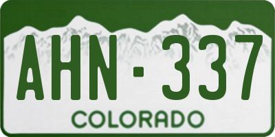 CO license plate AHN337