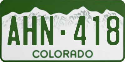 CO license plate AHN418