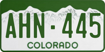 CO license plate AHN445