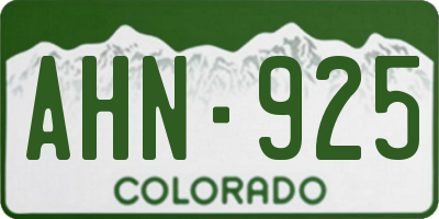 CO license plate AHN925