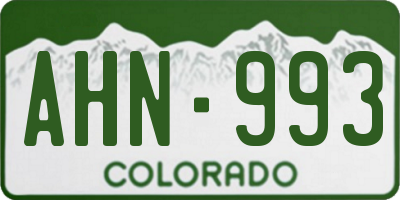 CO license plate AHN993