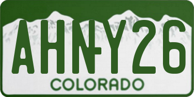 CO license plate AHNY26