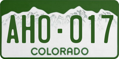 CO license plate AHO017