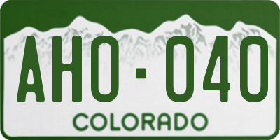 CO license plate AHO040