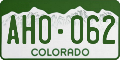 CO license plate AHO062