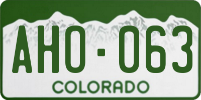 CO license plate AHO063