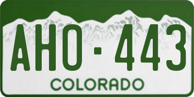 CO license plate AHO443
