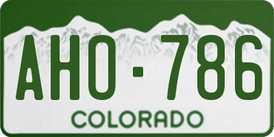 CO license plate AHO786